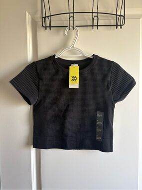 all in motion Black Textured Waffle Crop Top